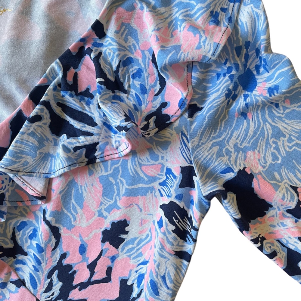 🌸 Lilly Pulitzer Stirling Ruffle Dress 3/4 Bell Sleeve, Bright Navy Amore Please - Picture 9 of 14